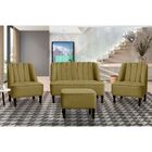 Kit 2 Poltronas Com Namoradeira E Puff  Zoe Suede Amarelo