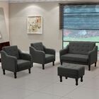 Kit 2 Poltronas Com Namoradeira E Puff Sofia Suede Cinza