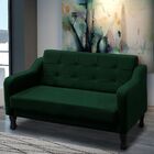 Kit 2 Poltronas Com Namoradeira E Puff Sofia Suede Verde