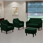 Kit 2 Poltronas Com Namoradeira E Puff Sofia Suede Verde