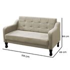 Kit 2 Poltronas Com Namoradeira Puff Sofia Suede Bege Claro