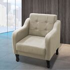 Kit 2 Poltronas Com Namoradeira Puff Sofia Suede Bege Claro