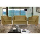 Kit 2 Poltronas Com Namoradeira Recepção Tila Suede Amarelo