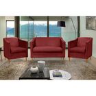 Kit 2 Poltronas Com Namoradeira Recepção Tila Suede Vermelho