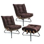 Kit 2 Poltronas Com Puff Banqueta Corino Marrom