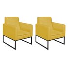 Kit 2 Poltronas Corano Base De Ferro Bali Amarelo/preto