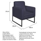 Kit 2 Poltronas Corano Base De Ferro Bali Azul Marinho/preto