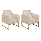 Kit 2 Poltronas Corano Base De Ferro Bali Bege/dourado
