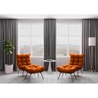 Kit 2 Poltronas Costela Com Puff Tecido Veludo Terracota