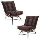 Kit 2 Poltronas Costela Madeira Corino Marrom