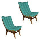 Kit 2 Poltronas Costela Suede Base Madeira Castanho - Pallazi