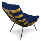 Kit 2 Poltronas Costela Suede Base Metálica - Pallazio - Azul