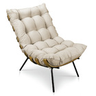 Kit 2 Poltronas Costela Suede Base Metálica - Pallazio - Bege