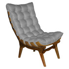 Kit 2 Poltronas Costela Suede Cinza Base Madeira Castanho - P