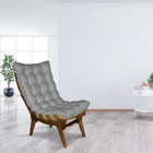 Kit 2 Poltronas Costela Suede Cinza Base Madeira Castanho - P