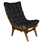 Kit 2 Poltronas Costela Suede Preto Base Madeira Castanho - P