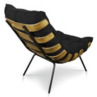 Kit 2 Poltronas Costela Suede Preto Base Metálica - Pallazio