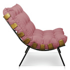 Kit 2 Poltronas Costela Suede Rosê Base Metálica - Pallazio