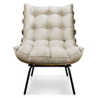 Kit 2 Poltronas Costela Veludo Base Metálica - Pallazio - Bege