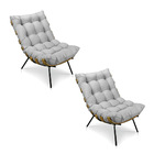 Kit 2 Poltronas Costela Veludo Base Metálica - Pallazio - Cin