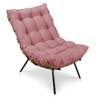 Kit 2 Poltronas Costela Veludo Rosê Base Metálica - Pallazio