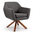 Kit 2 Poltronas Dani Base Linho Tressê Cinza Domi