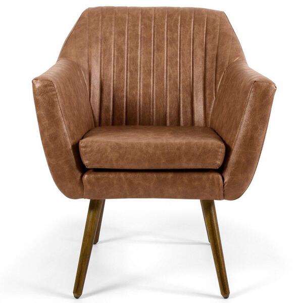 Kit 2 Poltronas Dani Tressê Pés Palito Madeira Corano Marrom