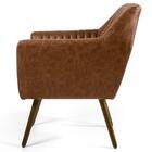 Kit 2 Poltronas Dani Tressê Pés Palito Madeira Corano Marrom