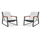 Kit 2 Poltronas De Couro Decorativas Isis Offwhite- Touro E C