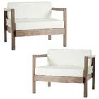 Kit 2 Poltronas De Varanda Gourmet Madeira Maciça Com Almofad