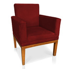Kit 2 Poltronas Decorativa Amanda Suede Vermelho Base Madeira