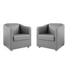 Kit 2 Poltronas Decorativa Ana Corano Cinza Pés Cromado - Pal