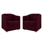 Kit 2 Poltronas Decorativa Ana Suede Pés Cromado - Pallazio -