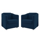 Kit 2 Poltronas Decorativa Ana Suede Pés Cromado - Pallazio -