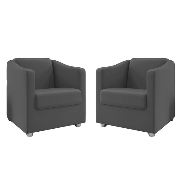 Kit 2 Poltronas Decorativa Ana Suede Pés Cromado - Pallazio -