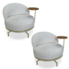 Kit 2 Poltronas Decorativa Andromeda Linho Bouclê Base Girató