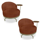 Kit 2 Poltronas Decorativa Andromeda Linho Bouclê Marrom Base