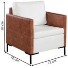 Kit 2 Poltronas Decorativa Anna Linho Off White Couro Caramel