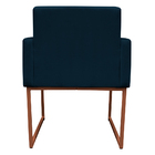 Kit 2 Poltronas Decorativa Base De Ferro Bronze Veludo Azul M