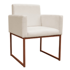 Kit 2 Poltronas Decorativa Base De Ferro Bronze Veludo Bege -