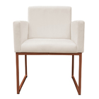 Kit 2 Poltronas Decorativa Base De Ferro Bronze Veludo Bege -