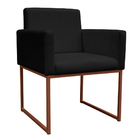 Kit 2 Poltronas Decorativa Base De Ferro Bronze Veludo Preto