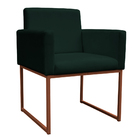 Kit 2 Poltronas Decorativa Base De Ferro Bronze Veludo Verde
