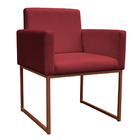 Kit 2 Poltronas Decorativa Base De Ferro Bronze Veludo Vermel
