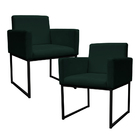 Kit 2 Poltronas Decorativa Base De Ferro Preto Veludo Verde -
