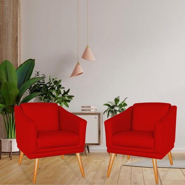 Kit 2 Poltronas Decorativa Bia Para Salão De Beleza Vermelho