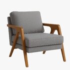 Kit 2 Poltronas Decorativa Braço De Madeira Mona Linho Cinza