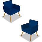Kit 2 Poltronas Decorativa Cadeira Recepcao Nina Azul