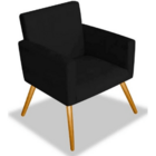 Kit 2 Poltronas Decorativa Cadeira Recepcao Nina Preta