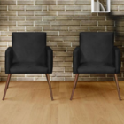 Kit 2 Poltronas Decorativa Cadeira Recepcao Nina Preta